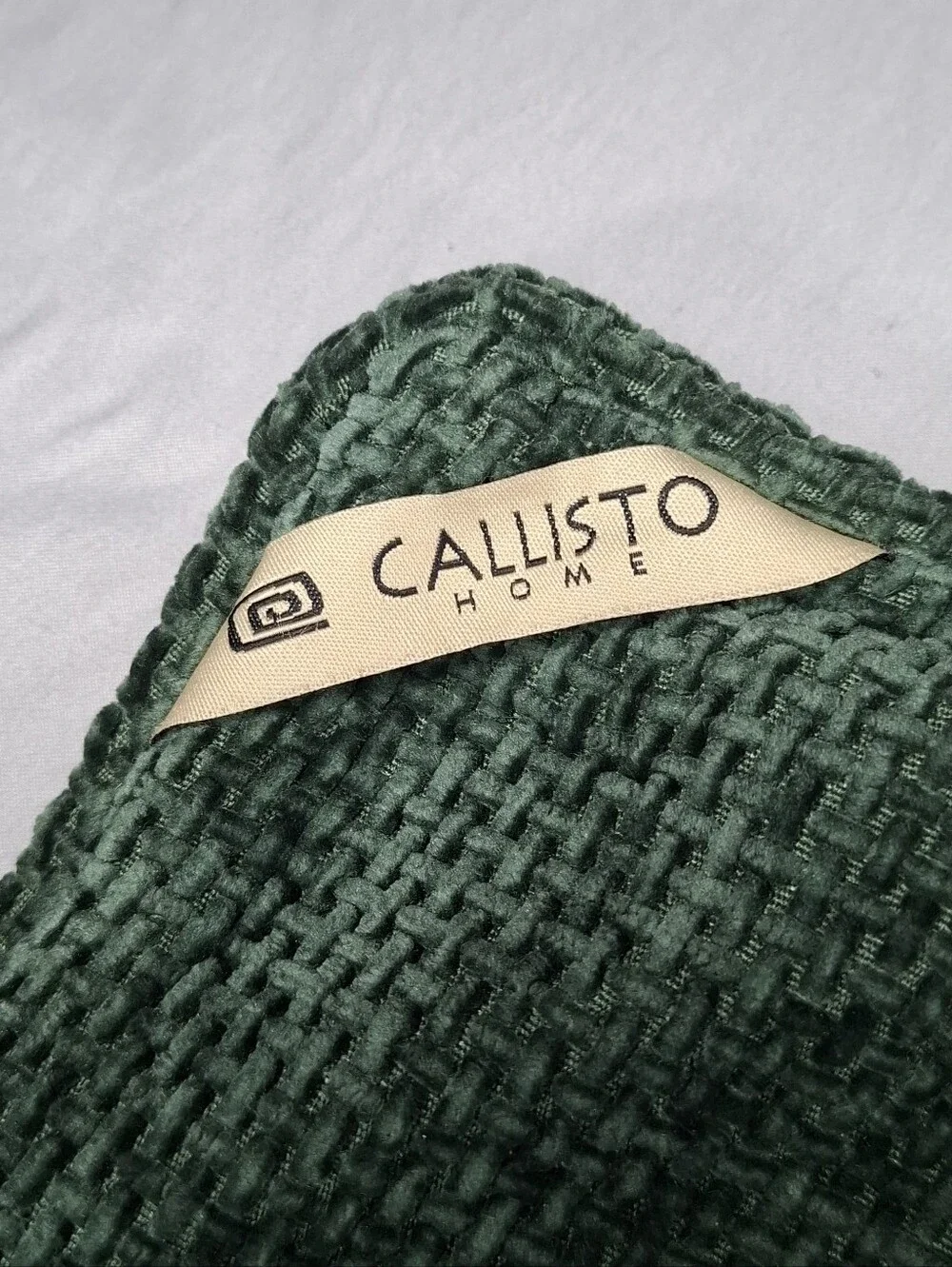 2 Callisto Home Forest Green Chenille Velvet Textured Throw Pillow Covers 24x24